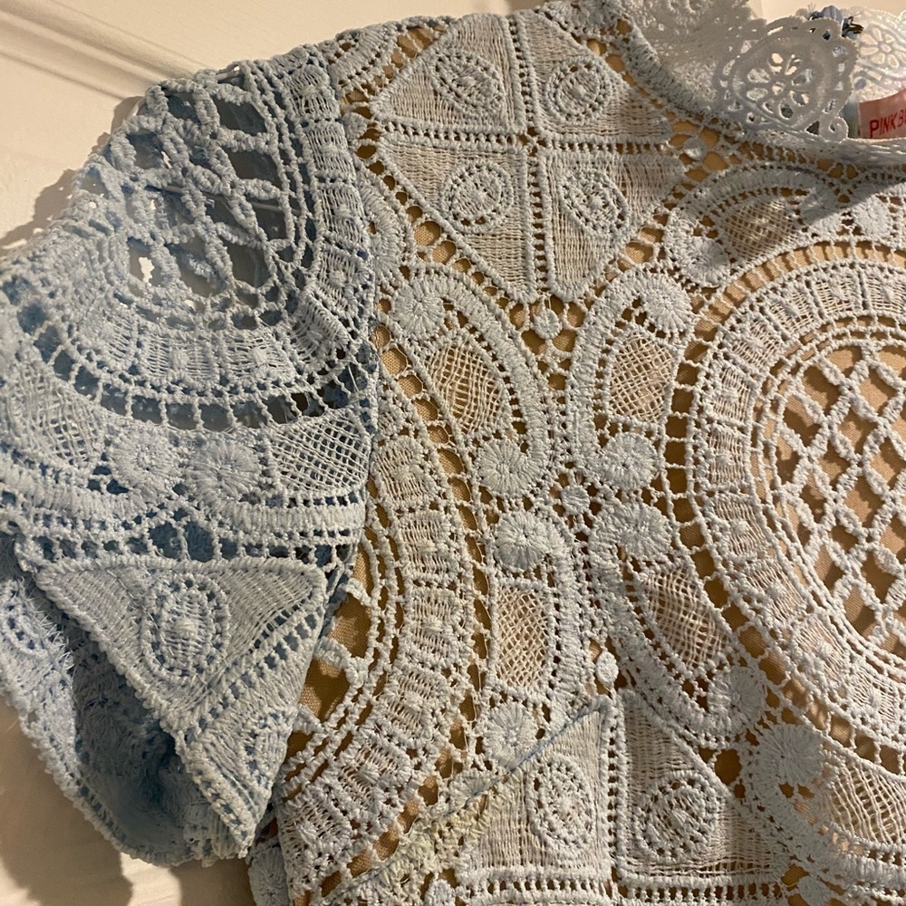 Blue crochet mini dress
